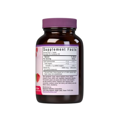 BlueBonnet EarthSweet B12 framboise — comprimés à mâcher au goût framboise.
