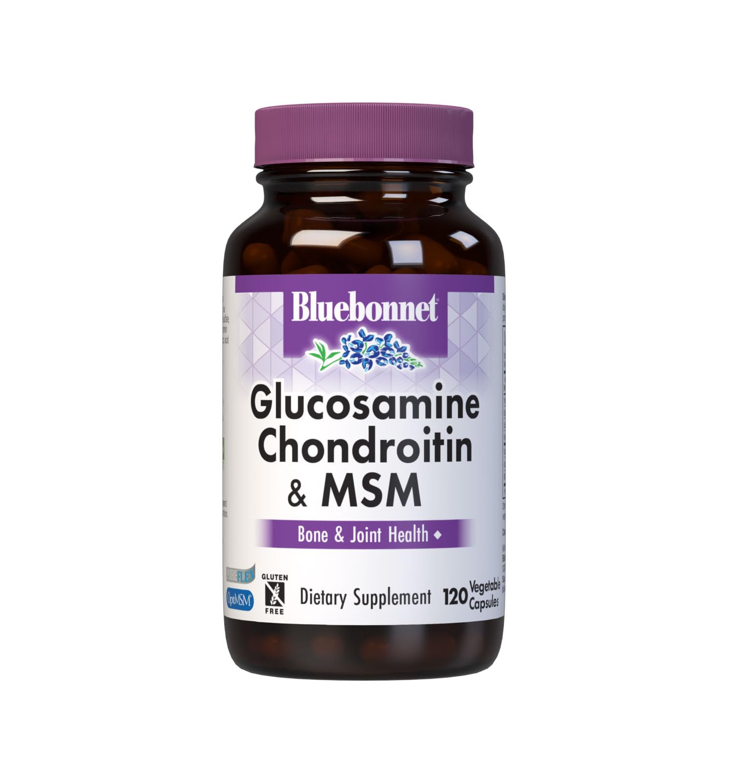 BlueBonnet Glucosamine-Chondroitine-MSM dans une bouteille pratique au quotidien.
