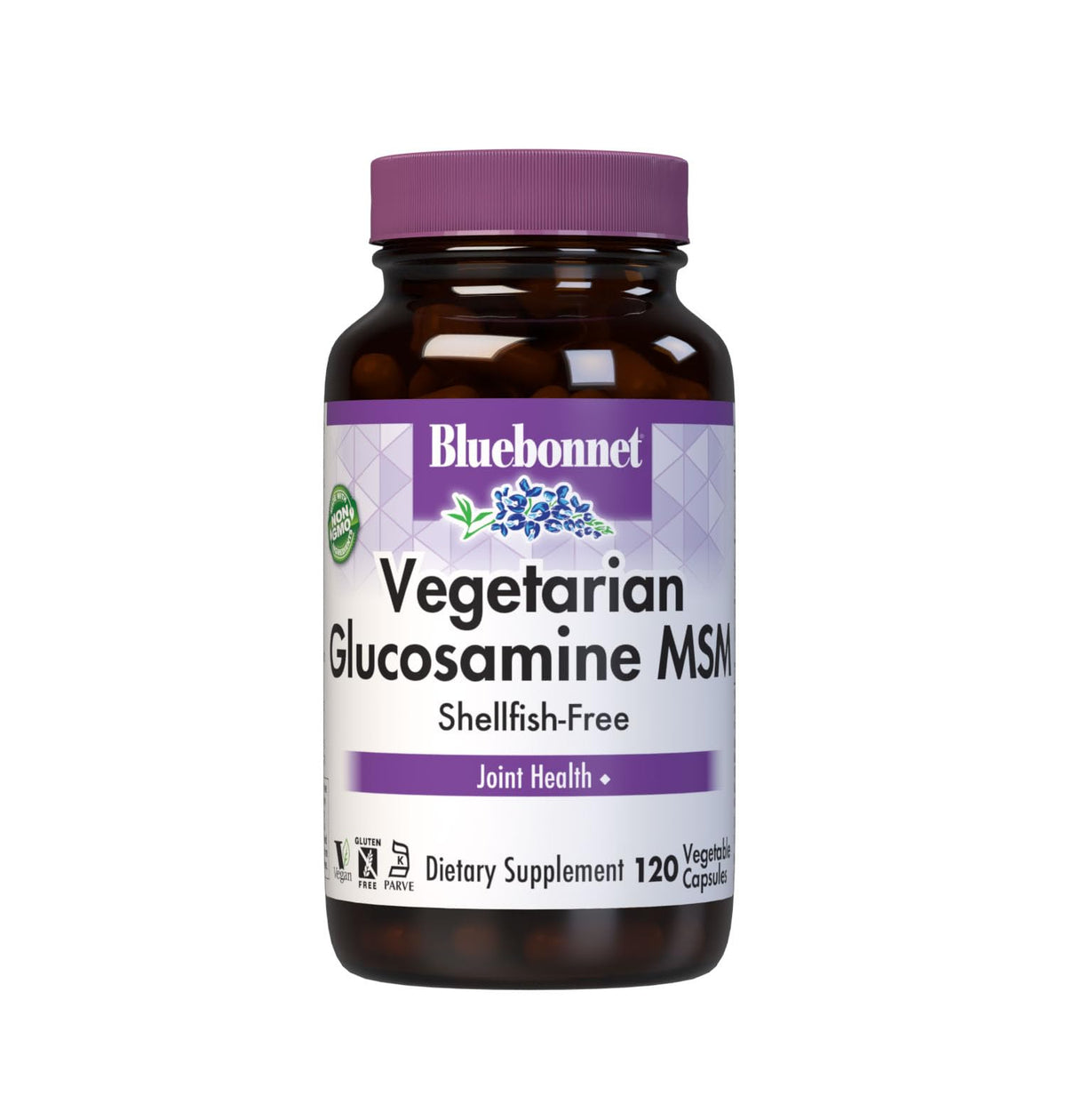 BlueBonnet glucosamine MSM: capsules végétales faciles à avaler pour un soutien articulaire potentiel.