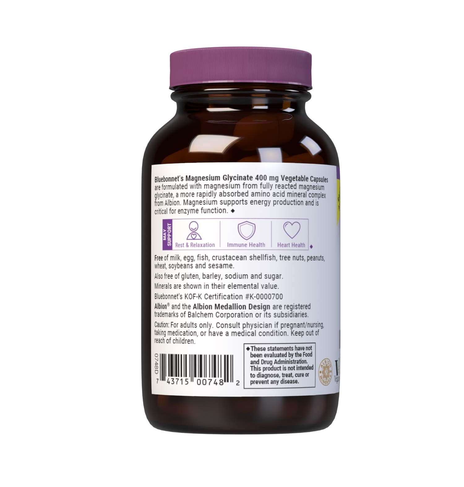 BlueBonnet Magnésium Glycinate, absorption rapide et biodisponibilité élevée.