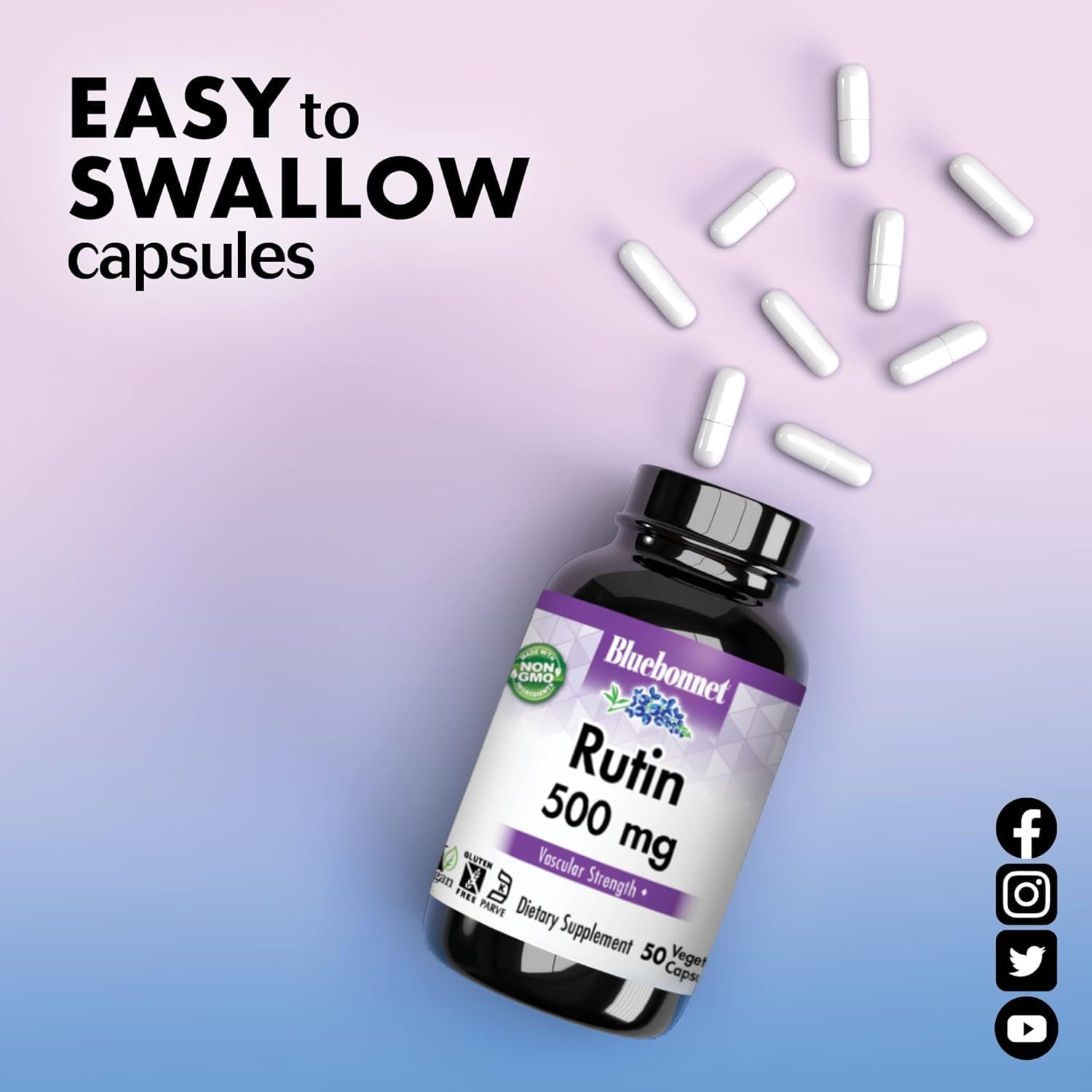 Bluebonnet Rutin 500 mg – gélules végétales sans OGM ni lactose