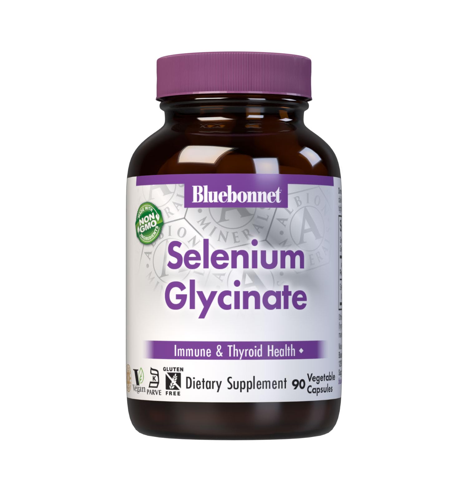 BlueBonnet Selenium Glycinate, bouteille avec gélules végétales pour soutien potentiel à l immunité