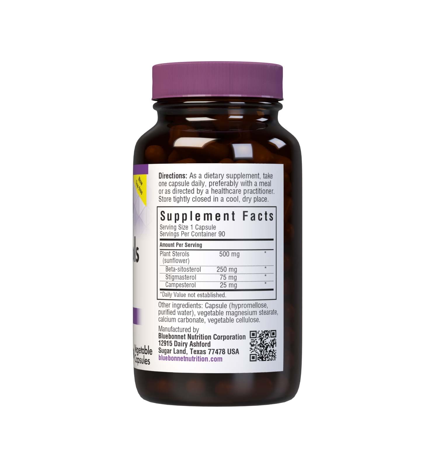Capsules végétales BlueBonnet Sterols, faciles à prendre, sans gluten.