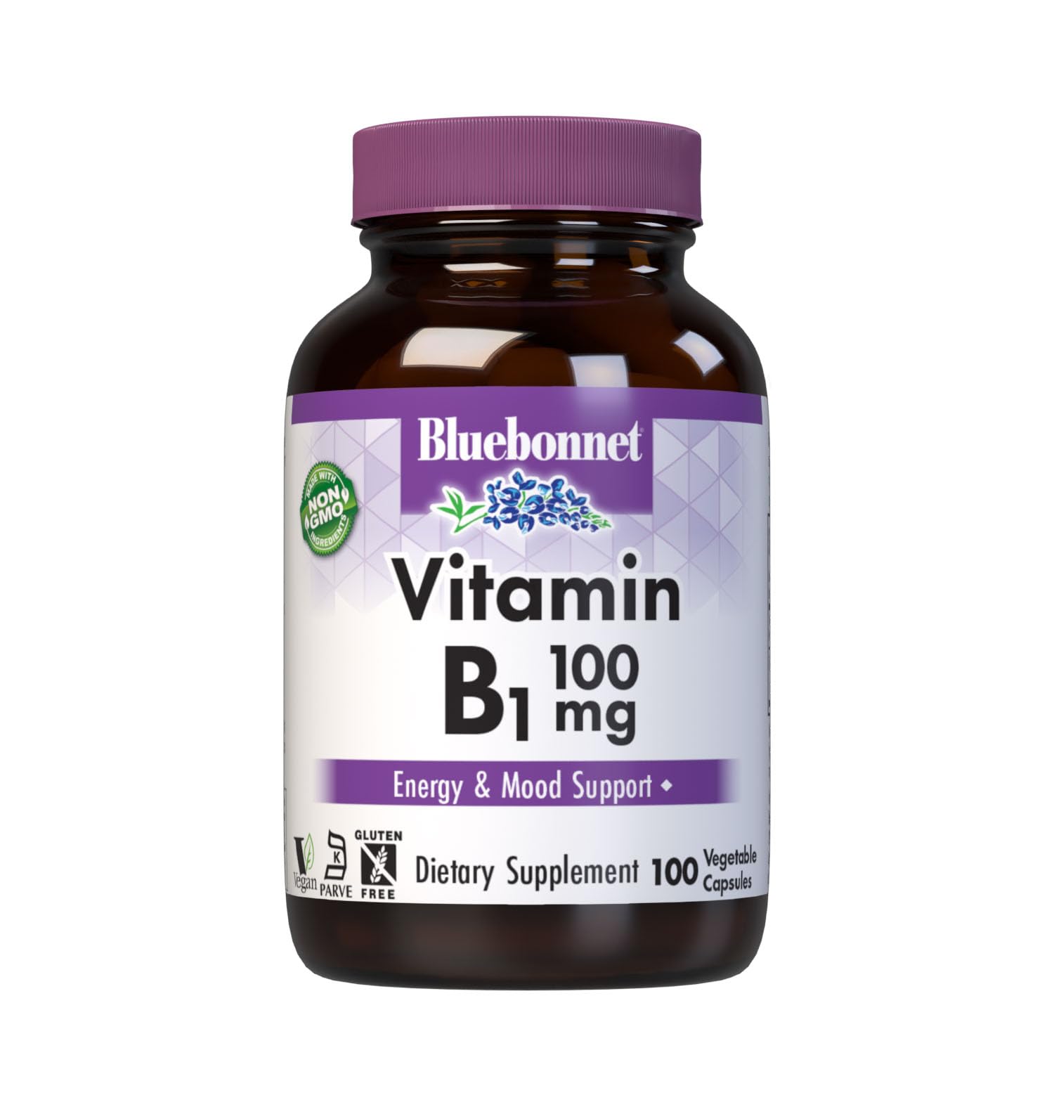 BlueBonnet vitamine B1 100 mg – bouteille ambrée prête pour votre énergie quotidienne.