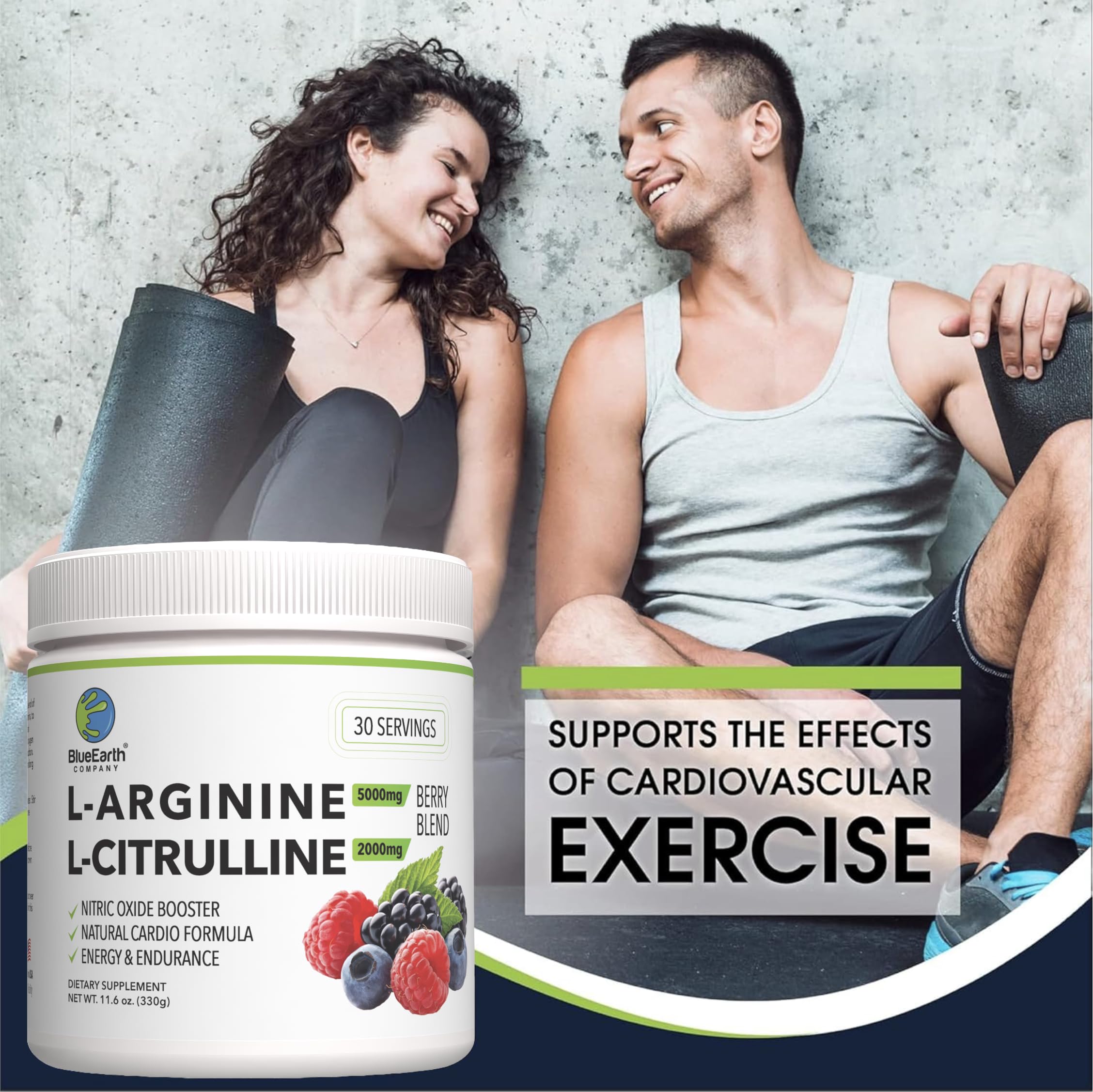 BlueEarth Company étiquette produit – goût framboise et pureté