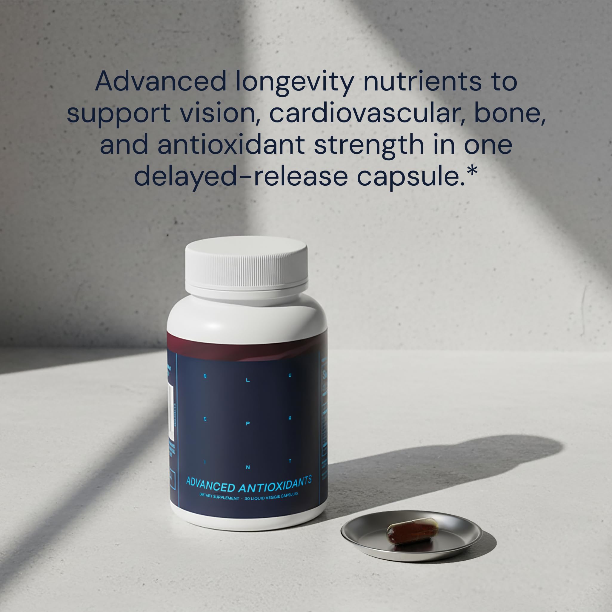 Formulation améliorée Blueprint Bryan Johnson, capsules faciles à avaler.