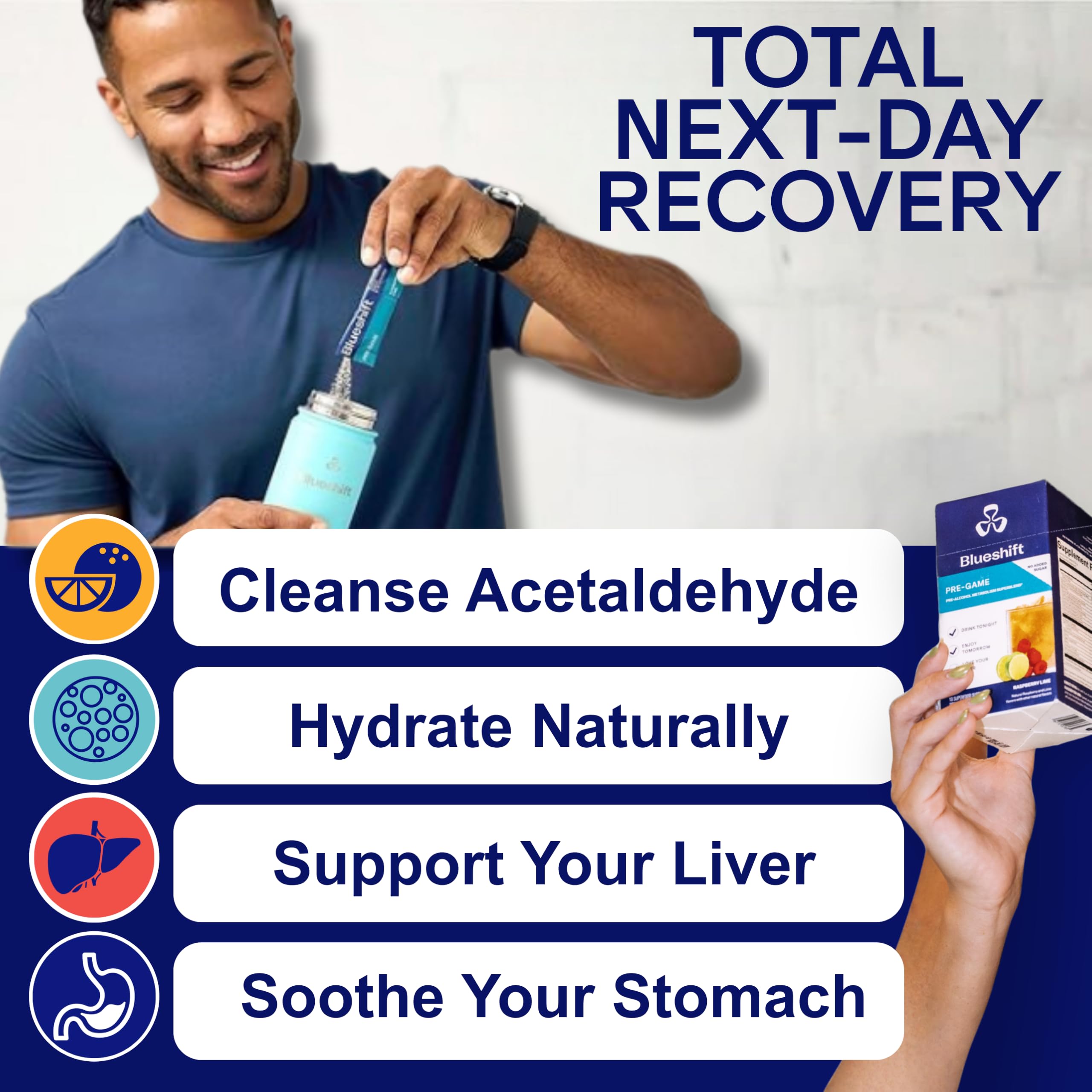 Sachet N-acétylcystéine Blueshift Pre-Game pour détox et digestion