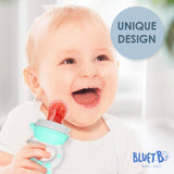 Bluet B tétine-purée aide au développement oral et à l'autonomie alimentaire.