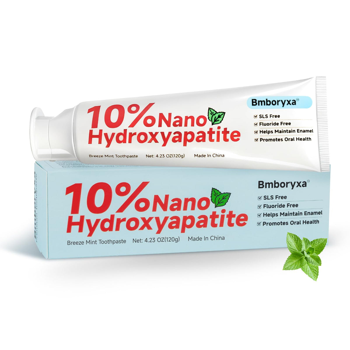 Dentifrice Bmboryxa Nano apatite 10% pour prévenir sensibilités et reminéraliser l’émail.