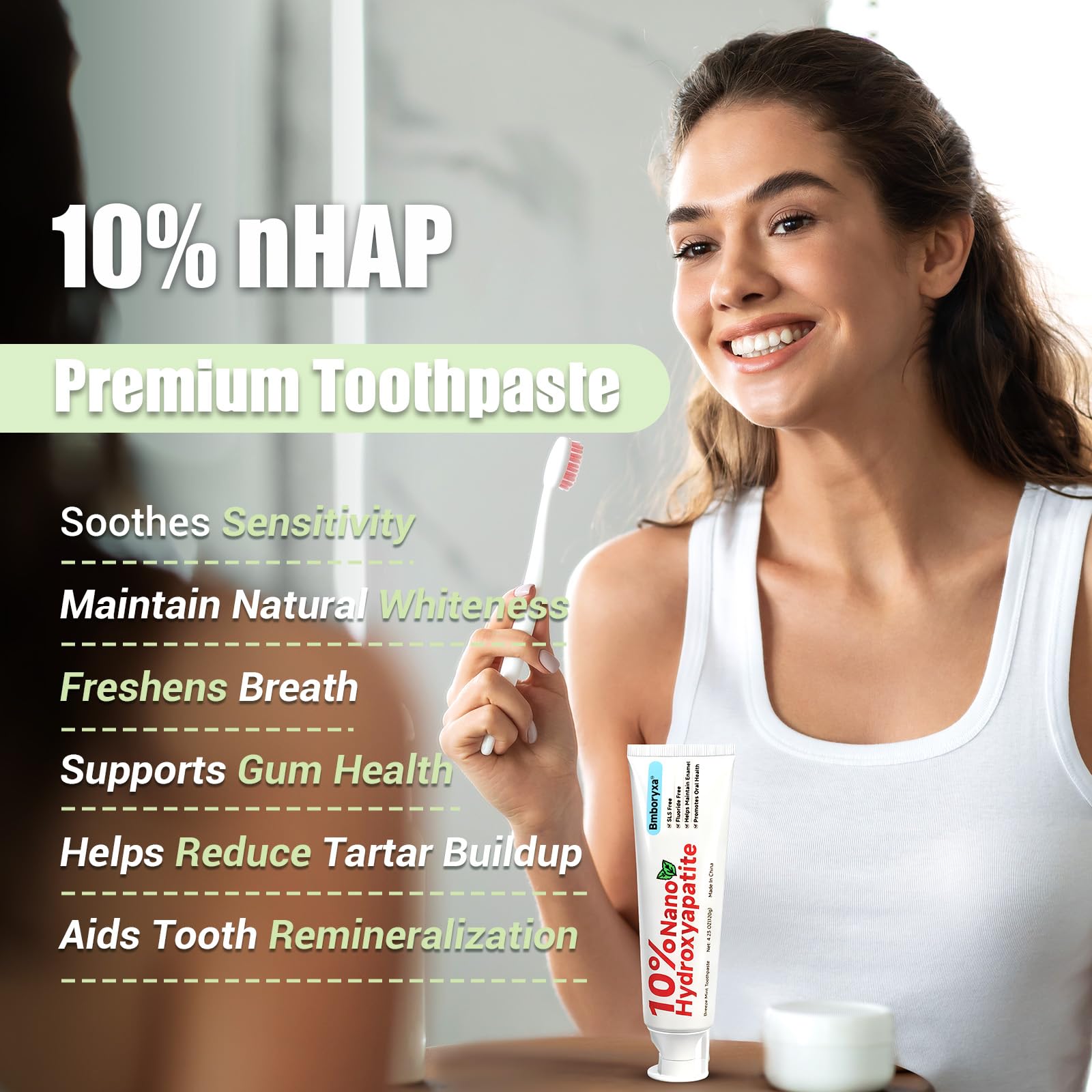 Dentifrice Bmboryxa sans SLS et fluorure pour gencives sensibles.