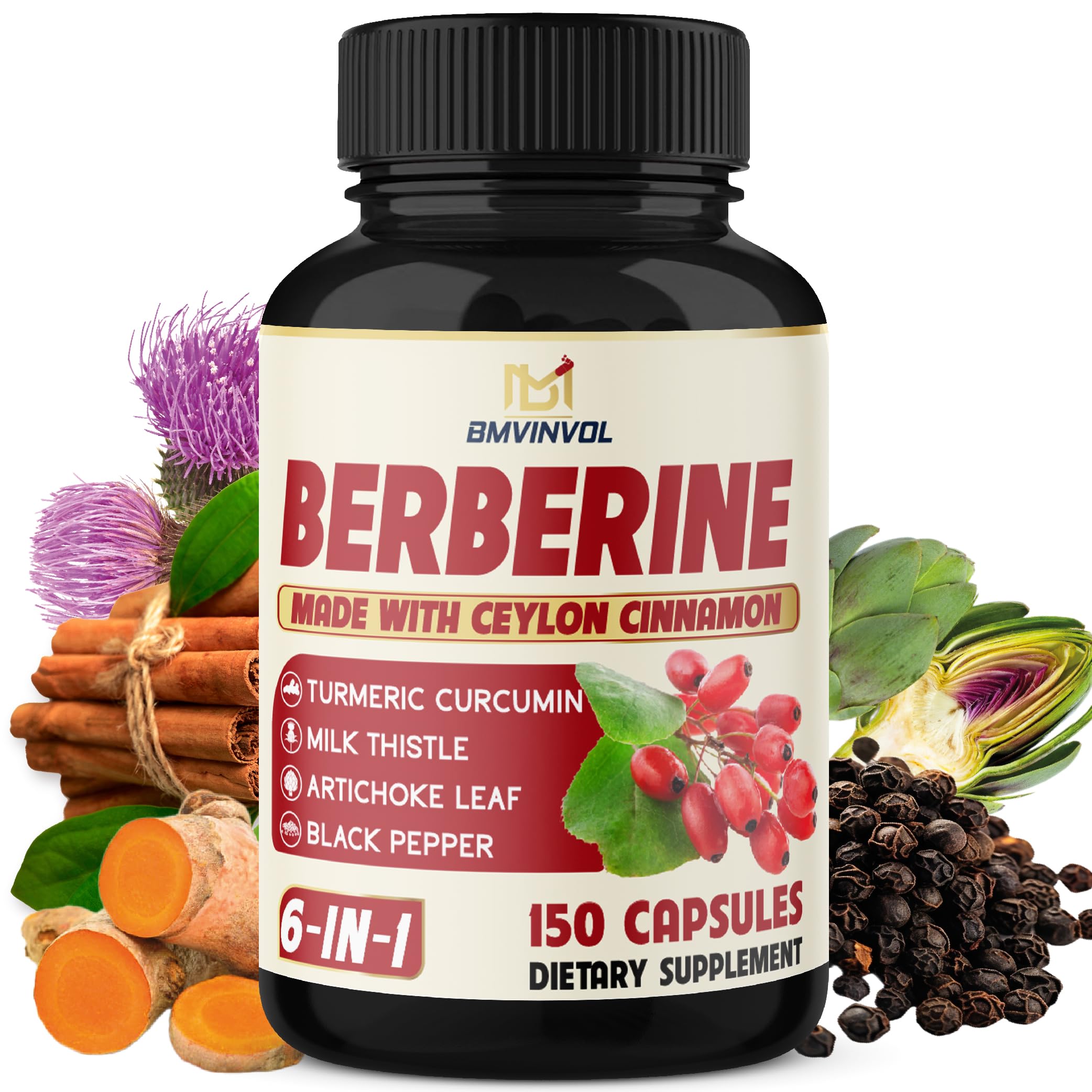 BMVINVOL berberine capsules dans la bouteille, usage quotidien pratique.