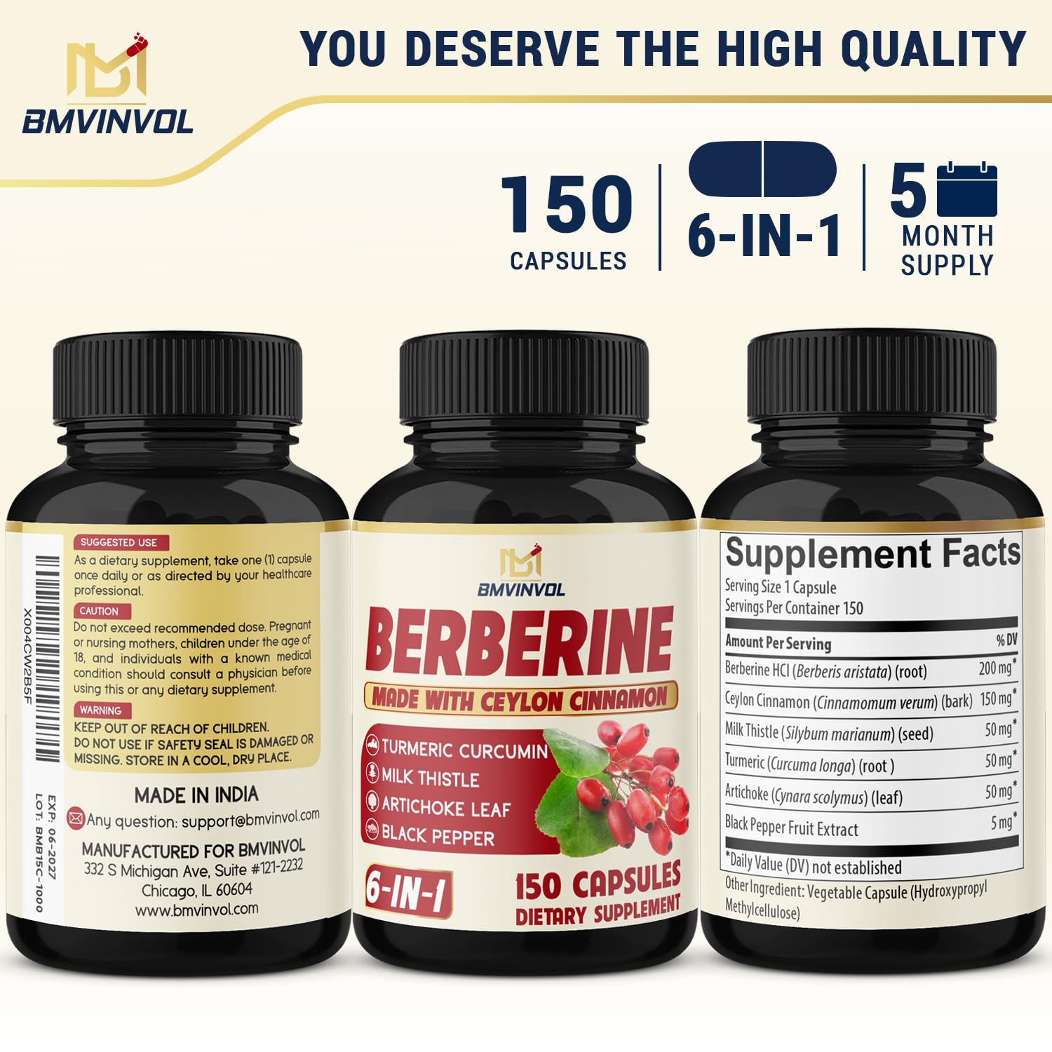 BMVINVOL emballage 150 capsules, conditionnement clair et pratique.