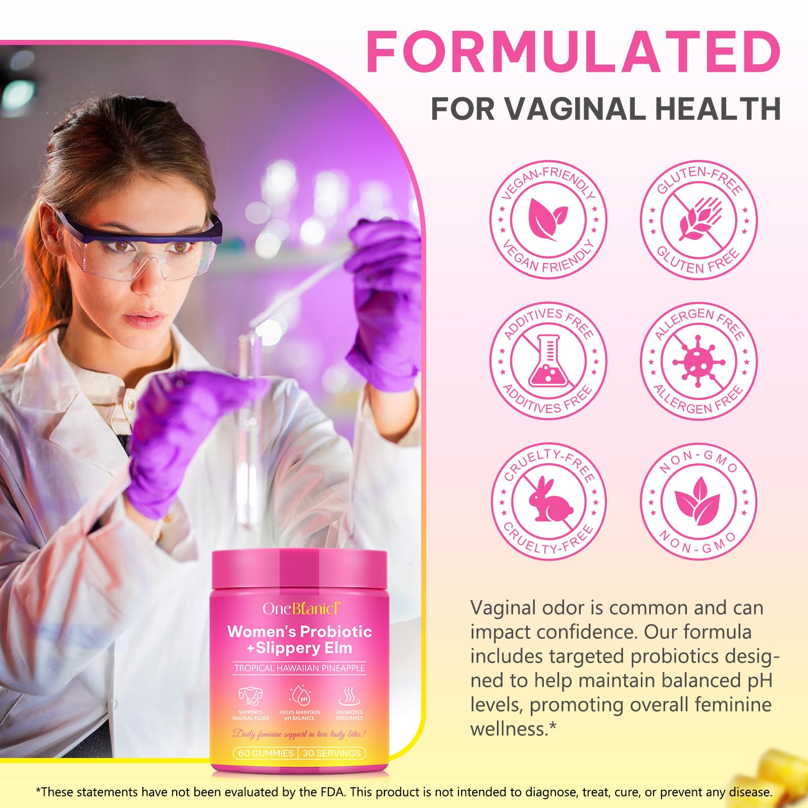 Gommes bnHUlMXw probiotiques féminins soutenant l'immunité et la digestion.
