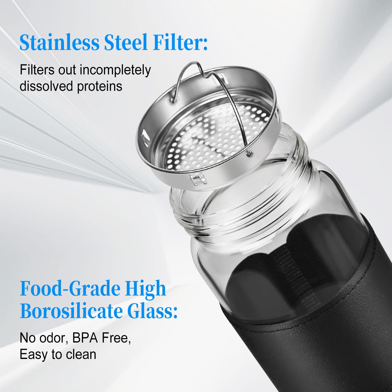 Shaker BNCWCQZ avec filtre intégré pour une boisson homogène et sans grumeaux