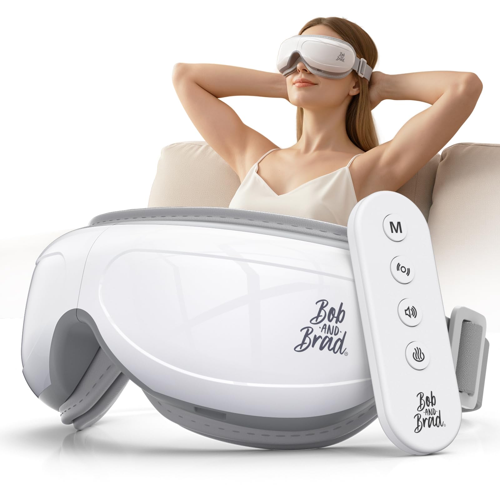 BOB AND BRAD masseur-yeux avec télécommande pour ajuster les paramètres facilement.