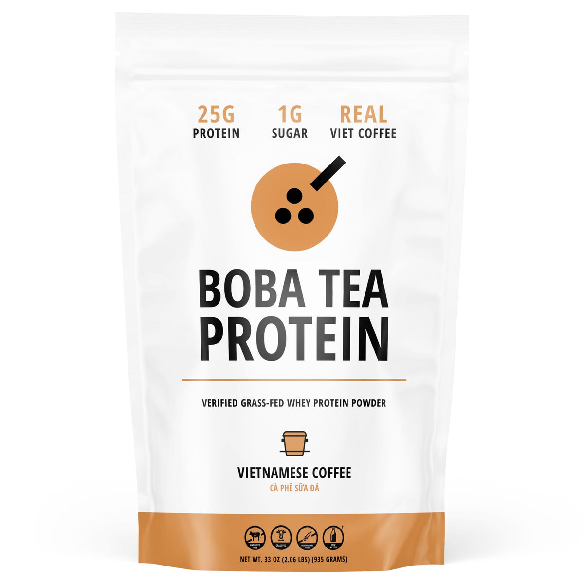 Boba Tea Protein Café Vietnamien – emballage du produit, pratique pour le mélange.