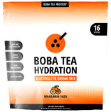 Emballage Boba Tea Protein indiquant hydratation rapide et pratique.