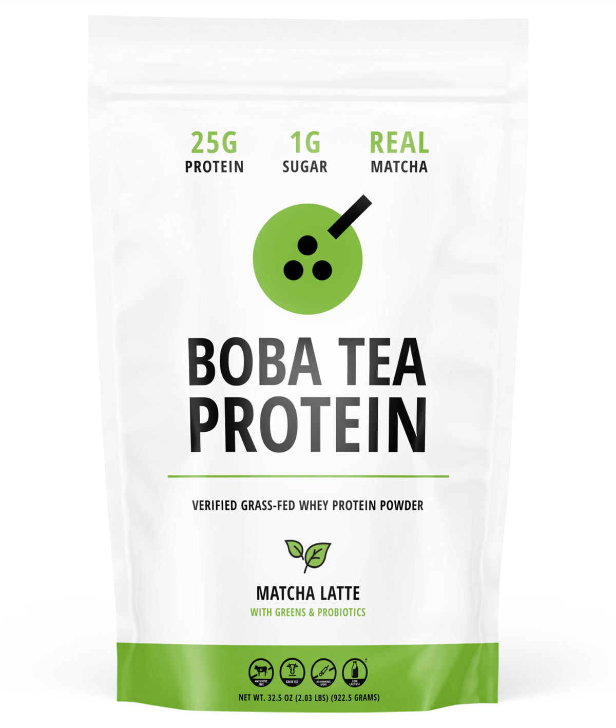Boba Tea Protein Matcha Latte en bouteille, protéine pratique à chaque portion.