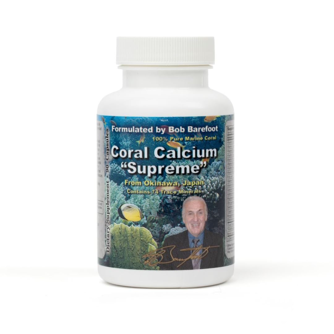 BOB'S BEST Calcium de Corail Supreme — bouteille de 90 capsules pour un apport minéral quotidien.