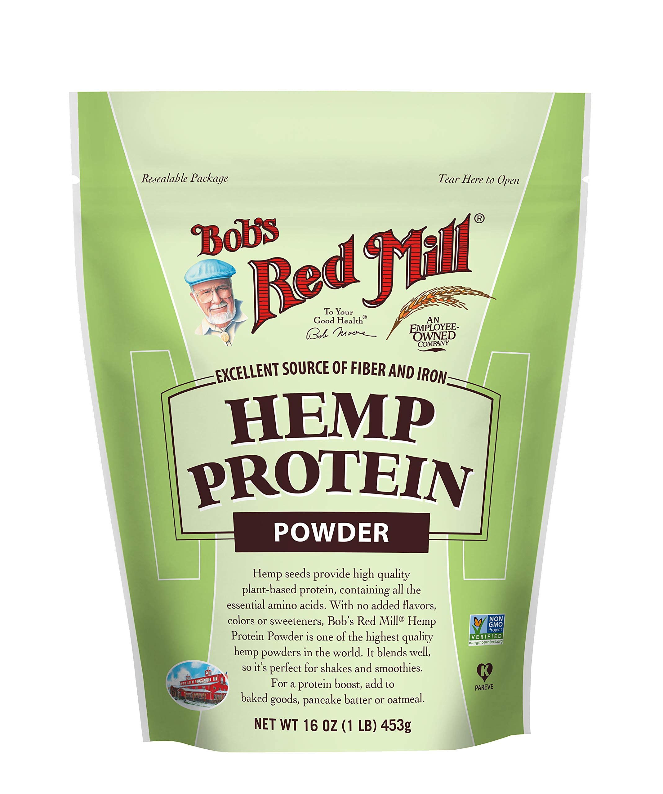 Bob's Red Mill protéine de chanvre dans un emballage zippé, pratique à refermer.