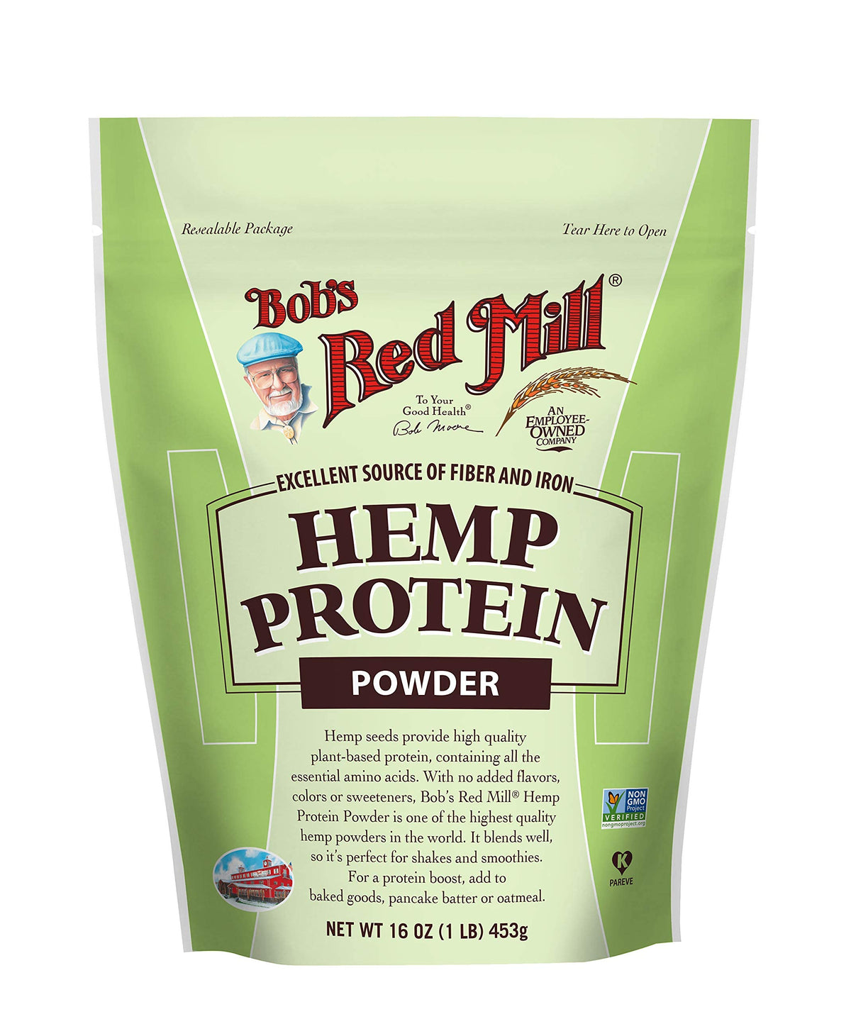 Bob's Red Mill protéine de chanvre dans un emballage zippé, pratique à refermer.