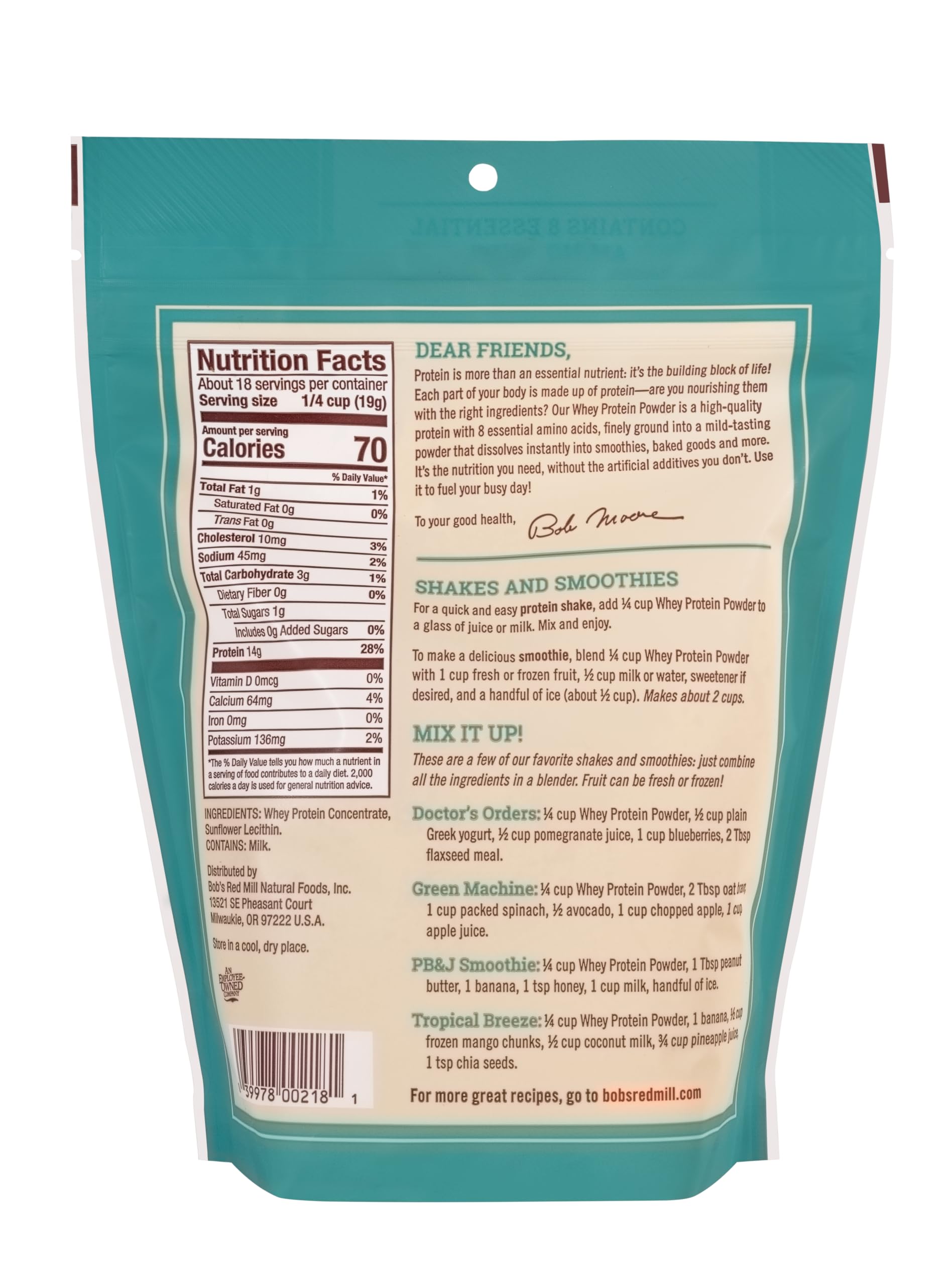 Bob's Red Mill dose-cuillère protéine de lactosérum pour mesures faciles