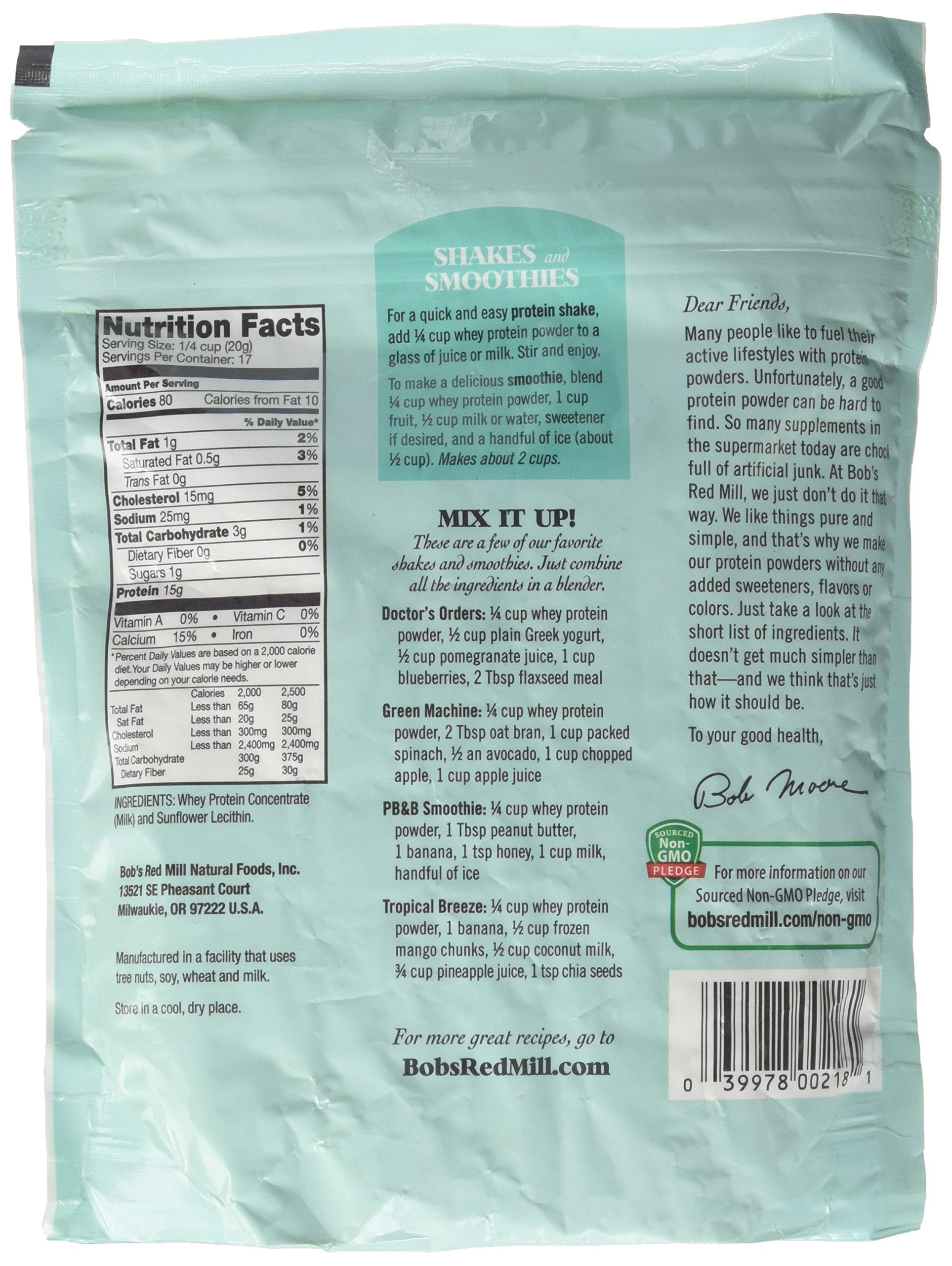Bob's Red Mill whey protéine concentrée avec shaker prêt à mélanger.