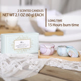 Ensemble BODY & EARTH LOVE: deux bougies lavande-vanille et rose pour spa à domicile.