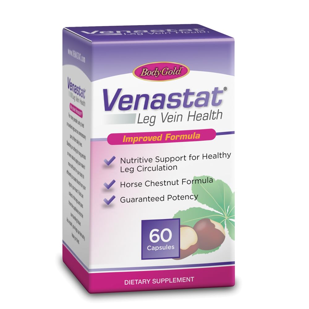 Body Gold Venastat: bouteille de capsules pour le soutien quotidien des jambes.