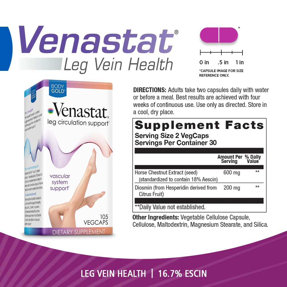 Body Gold Venastat Diosmine : soutien potentiel de la microcirculation des membres.