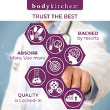 Body Kitchen Beaute Jeunesse Avancee, fabrication etats-unis; controle de qualite et securite.