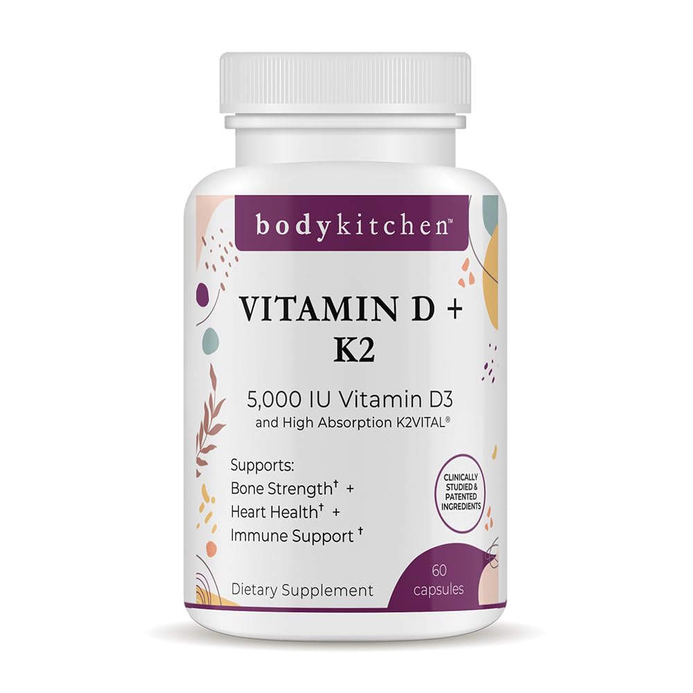 Body Kitchen D3 et K2 MK-7, capsules végétales, faciles à avaler.