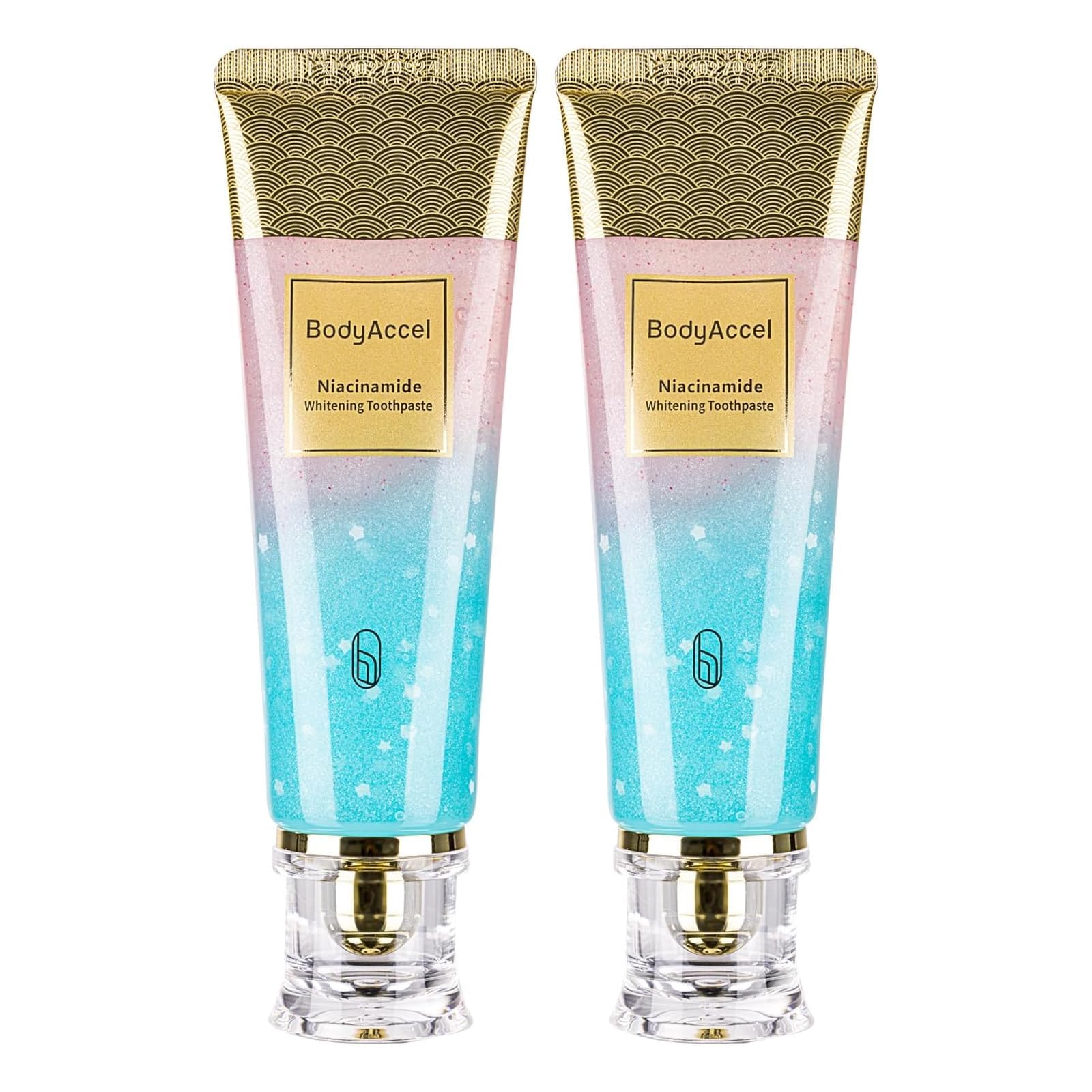 BodyAccel dentifrice Niacinamide – paquet duo pratique pour l'utilisation familiale