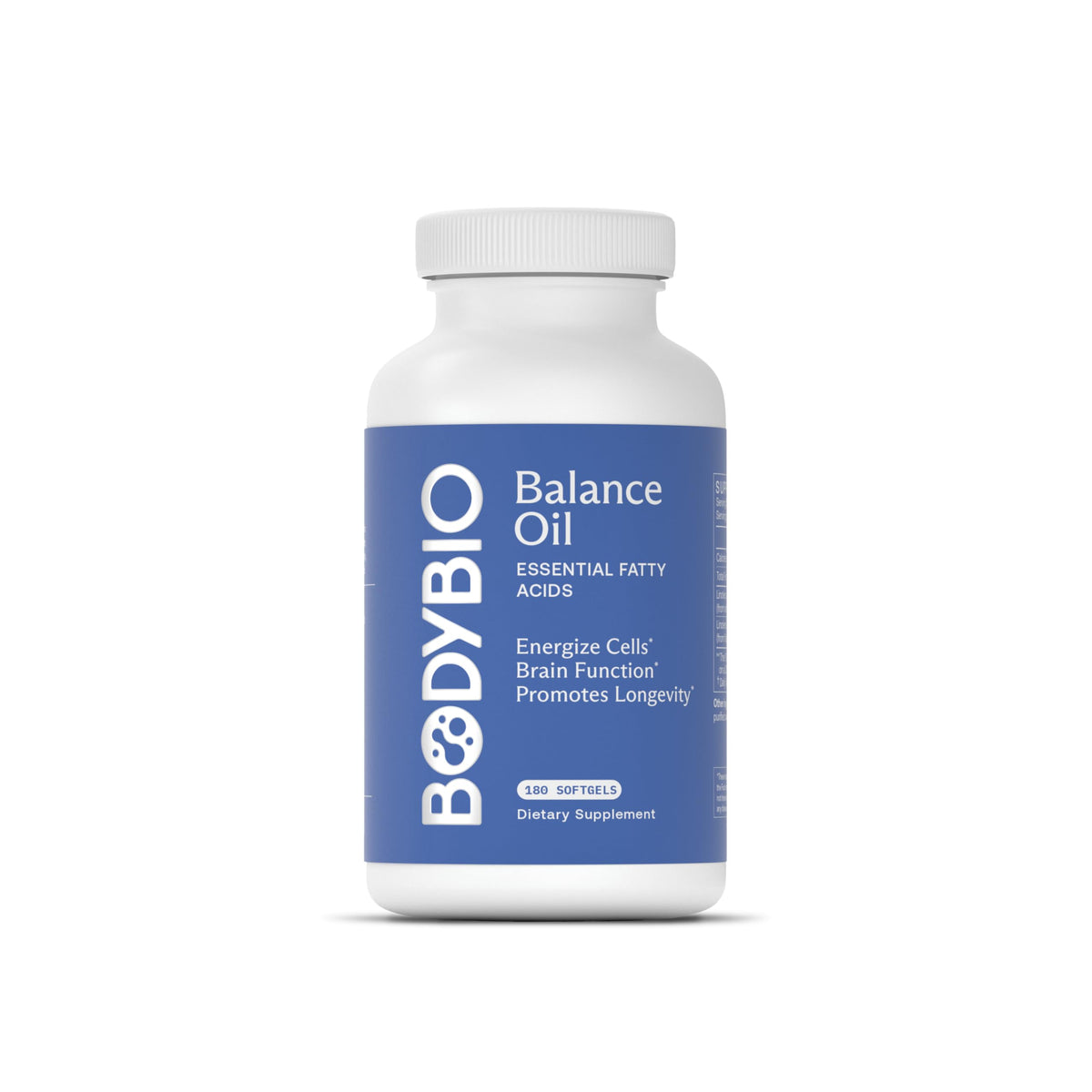 BodyBio Balance Oil, bouteille opaque, soutien potentiel cerveau et humeur.
