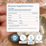 BodyBio Butyrate : étiquette claire indiquant l’absence d’additifs.