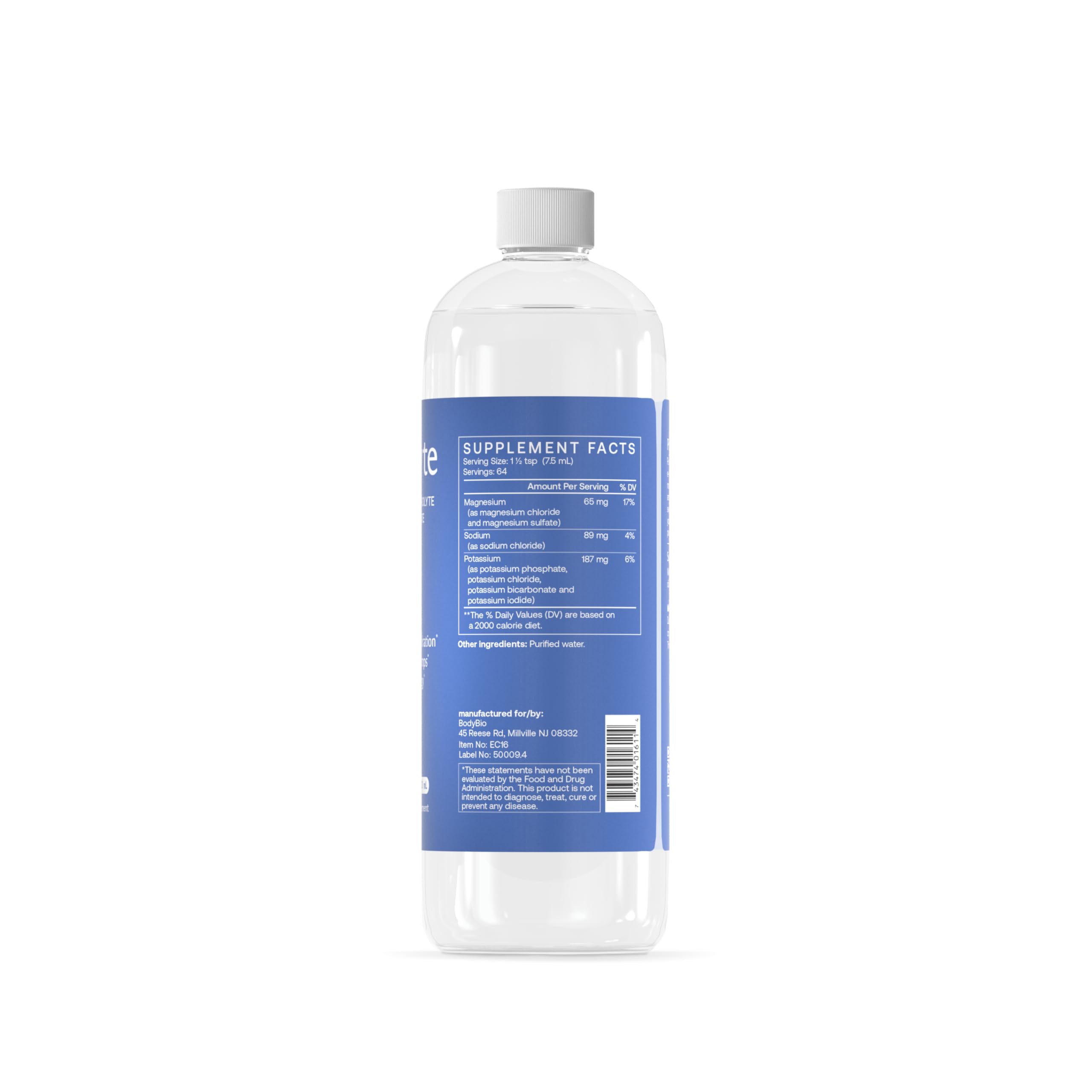BodyBio e-Lyte, etiquette-sans-artificiels : formulation propre et naturelle.