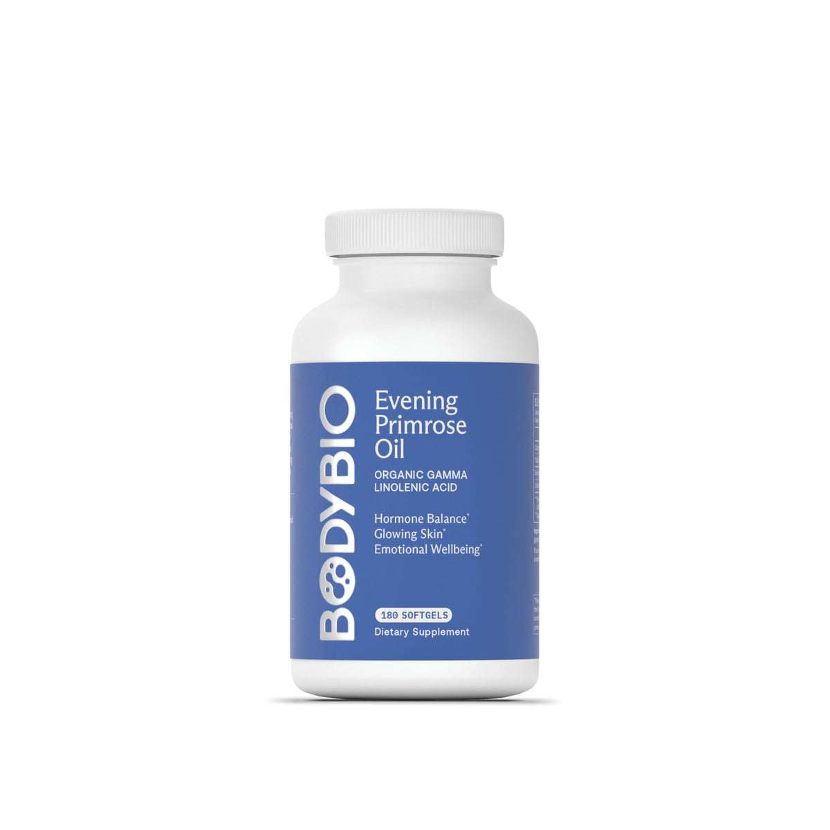 BodyBio Evening Primrose Oil, bouteille montrant une hydratation douce pour la peau.
