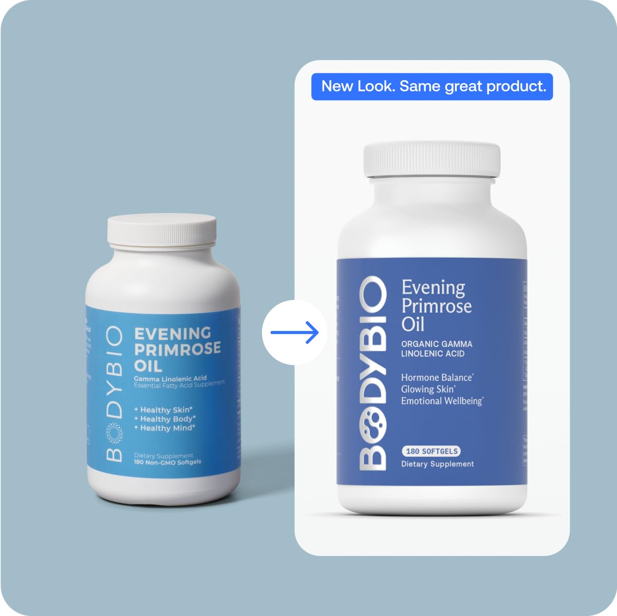 BodyBio Evening Primrose Oil, capsules pratiques à intégrer quotidiennement.