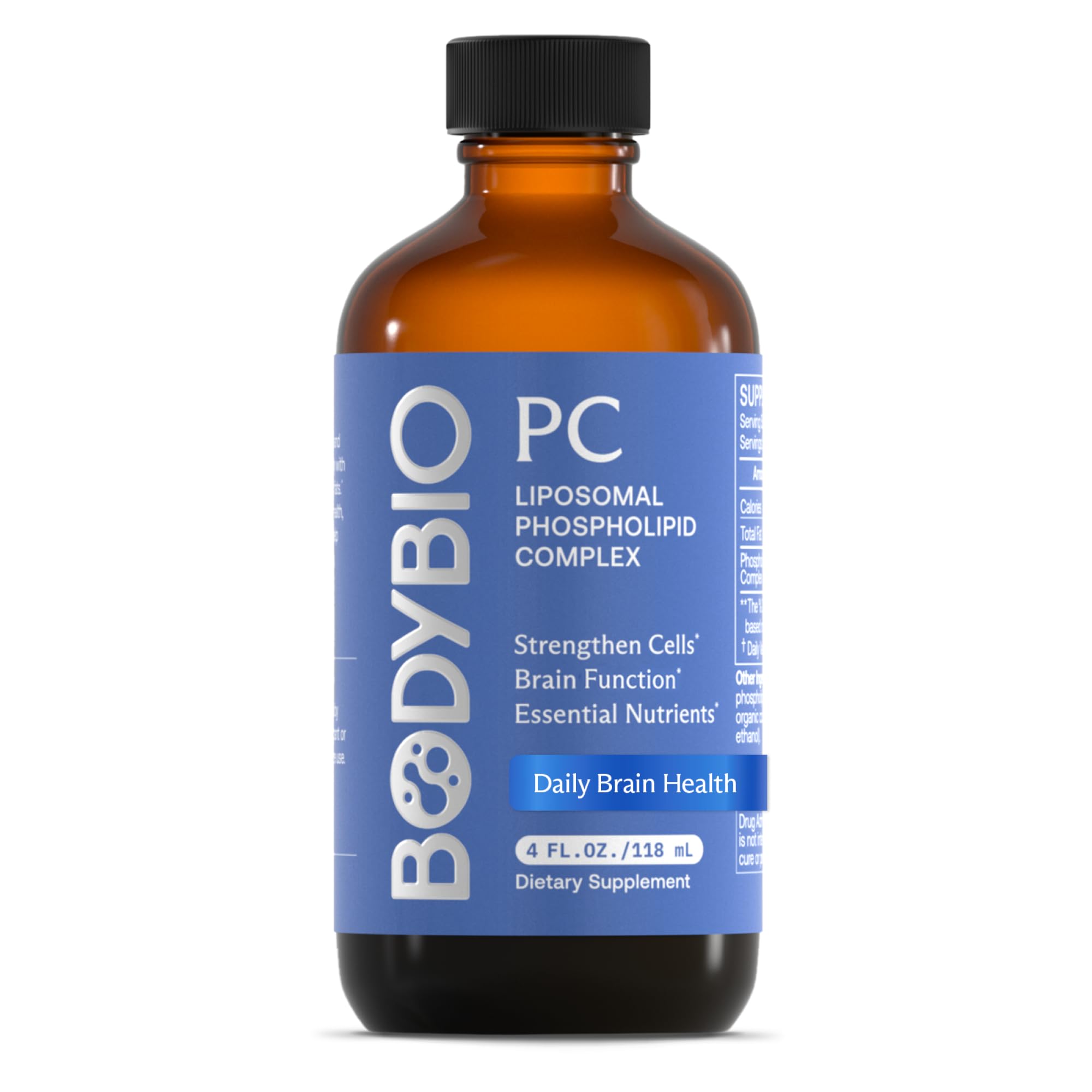 BodyBio PC, bouteille et étiquette, mise en avant pour la clarté mentale