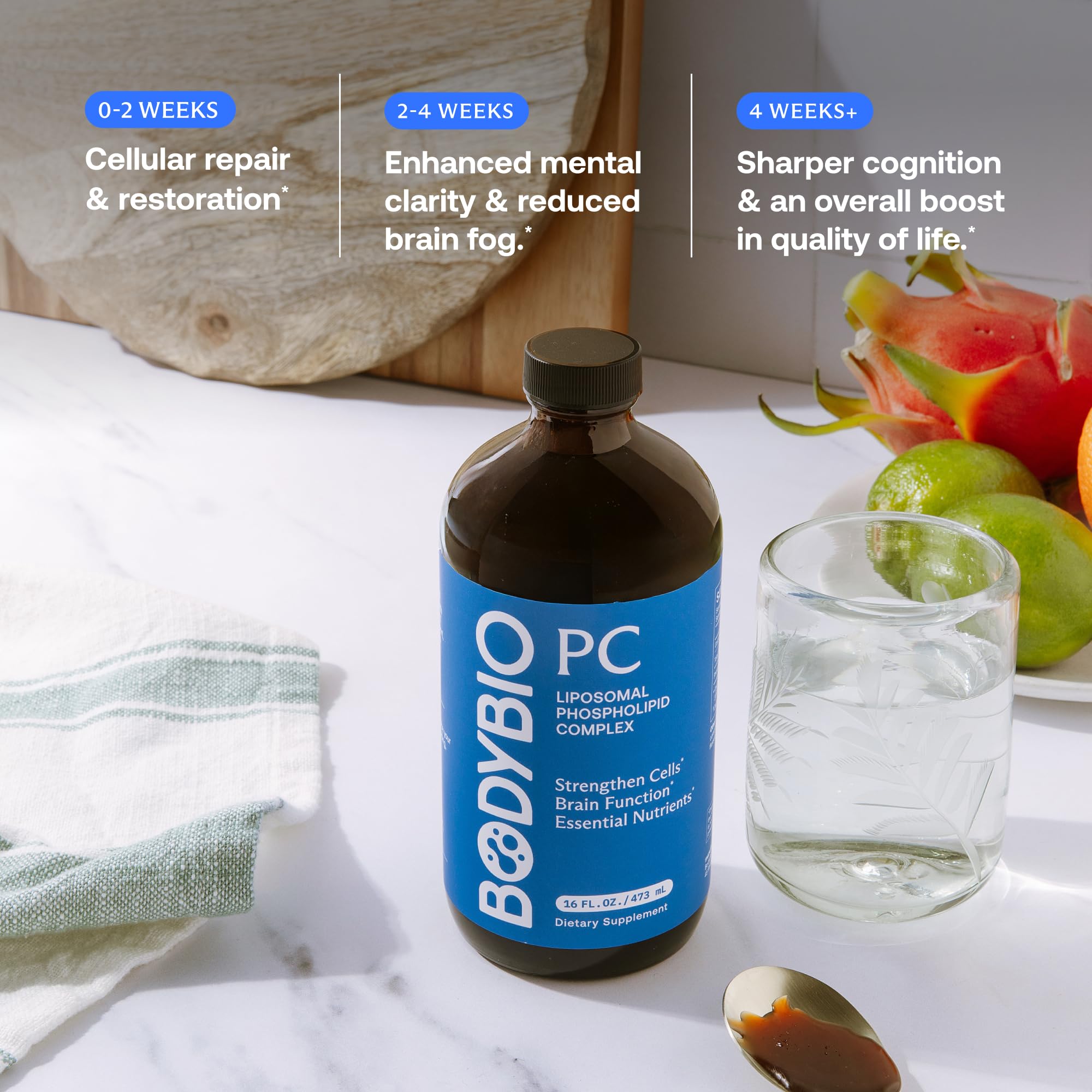 BodyBio PC, étiquette et flacon, preuve de test externe et de sécurité