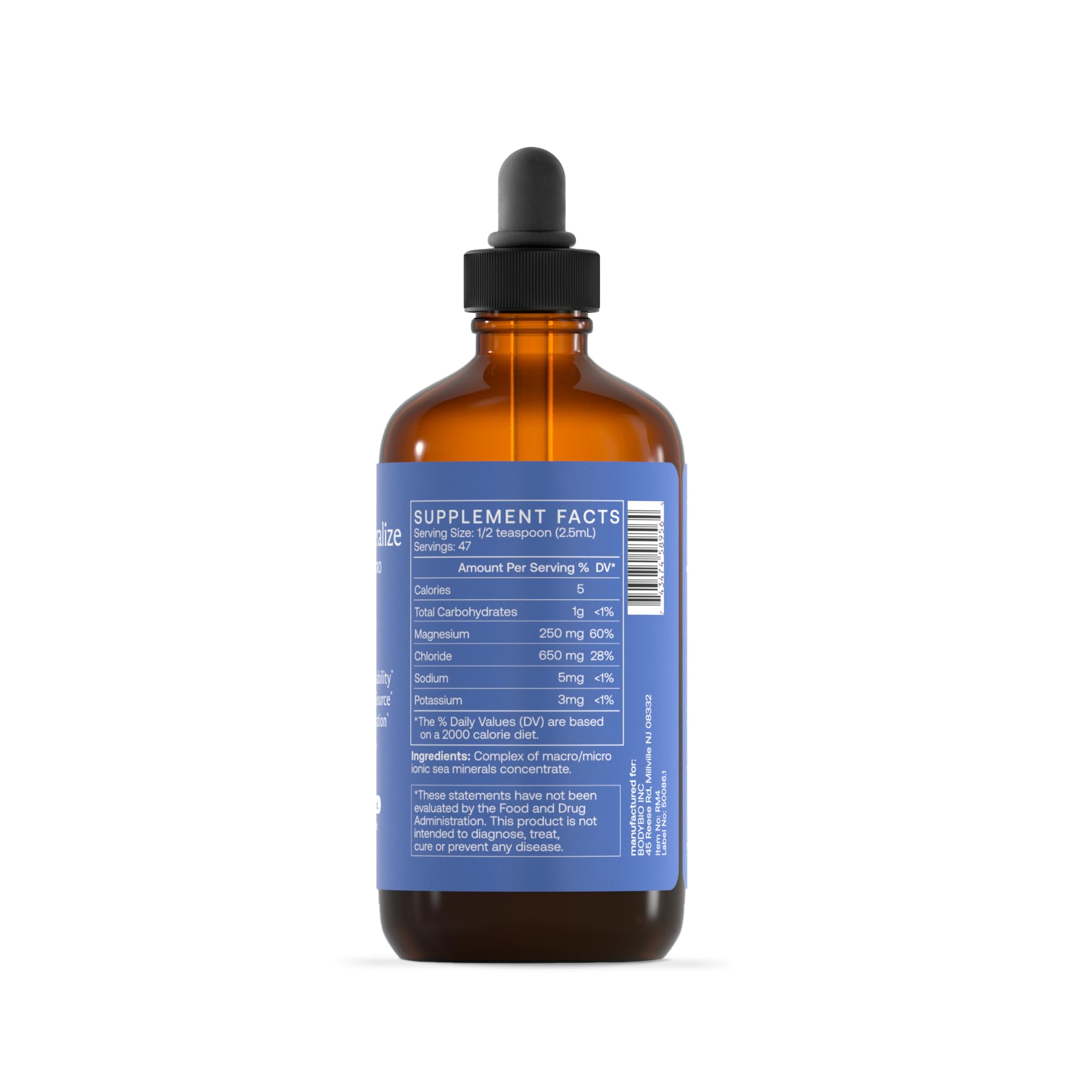 BodyBio ReMineralize – concentration favorisant l’absorption rapide des minéraux dans l’eau.