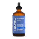 BodyBio ReMineralize – bouteille présentant des minéraux ioniques pour une hydratation efficace.