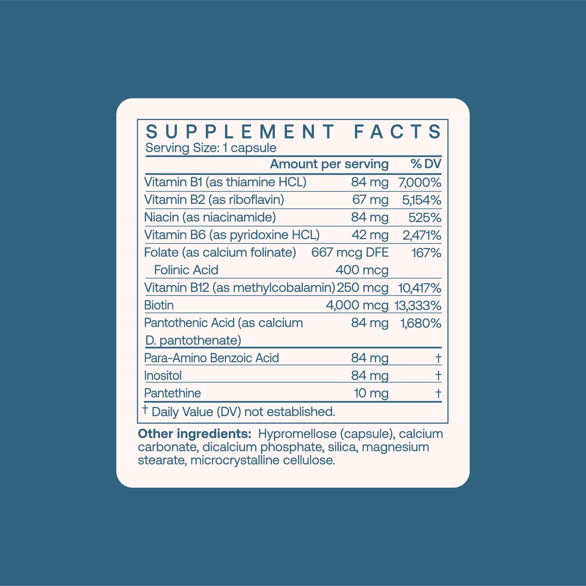 BodyBio Vitamine B+ – étiquette informative sur le complexe de vitamines B