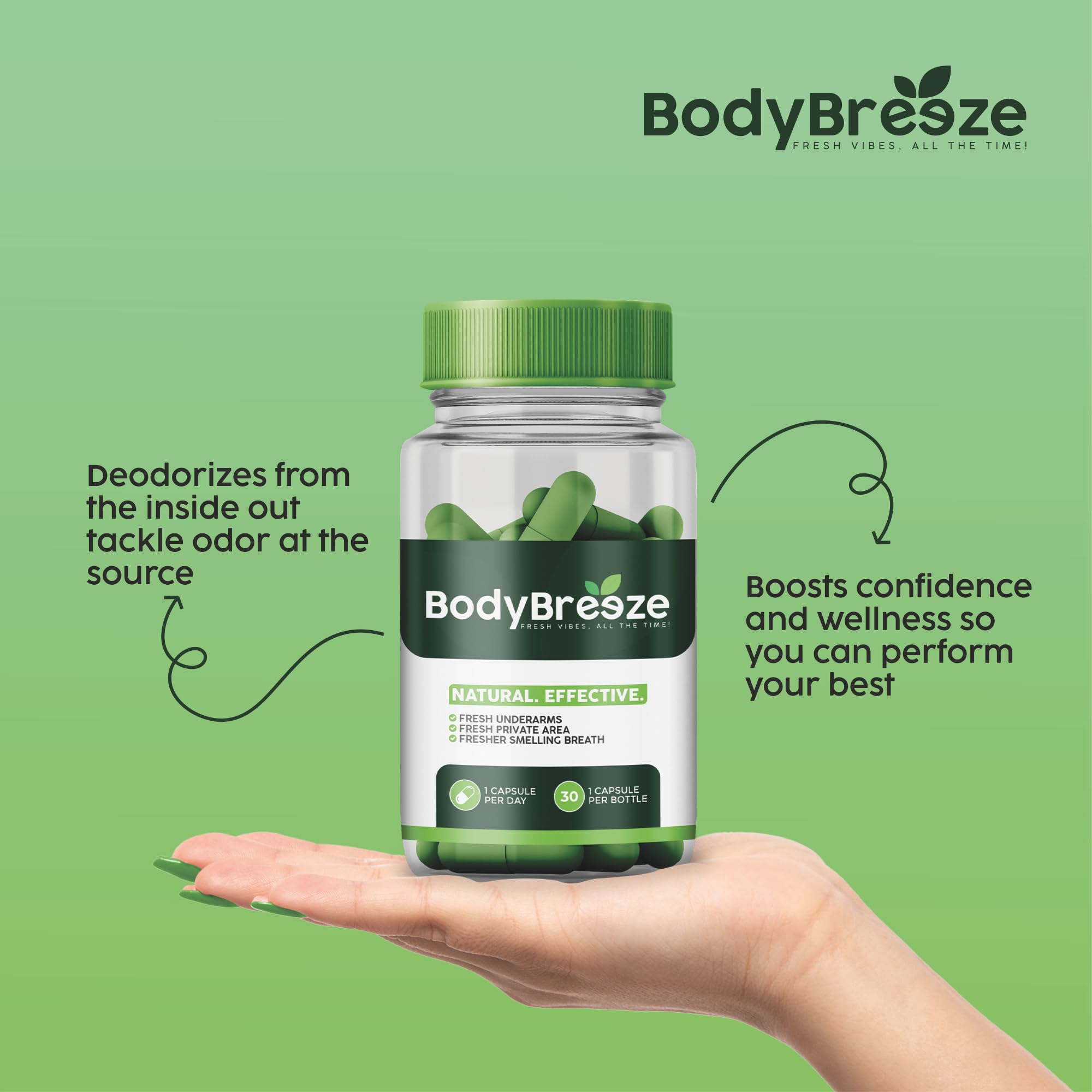 BodyBreeze: capsules visibles à tenir lors de la routine.