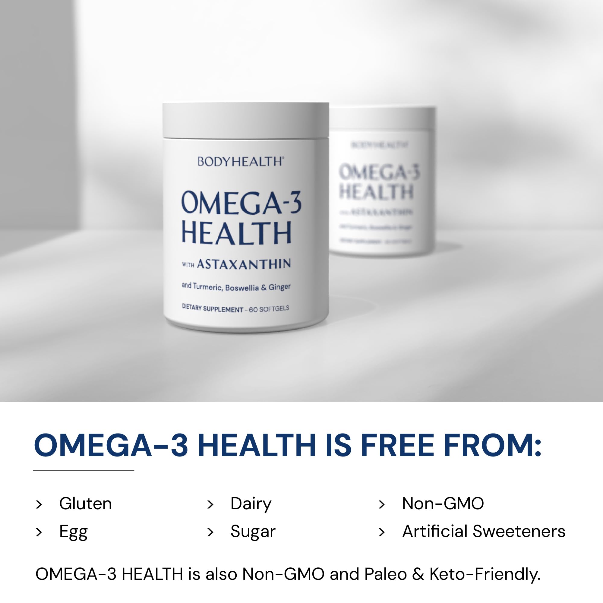 BodyHealth Omega3: formule enrichie curcuma, boswellia et gingembre pour le bien-être.