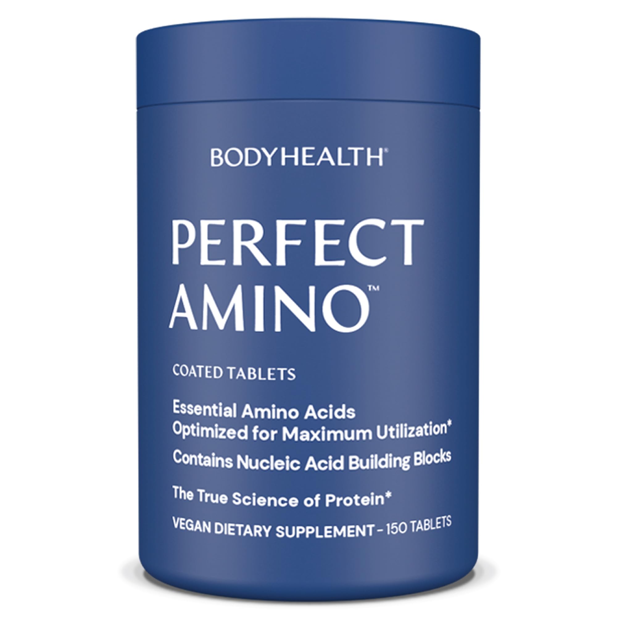 BodyHealth PerfectAmino – bouteille et tablettes faciles à avaler, soutien quotidien à l'entraînement.