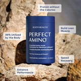 BodyHealth PerfectAmino bouteille, format pratique pour usage quotidien.