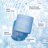 BodyHealth PerfectAmino électrolytes dans eau froide, goût frais sans sucre.