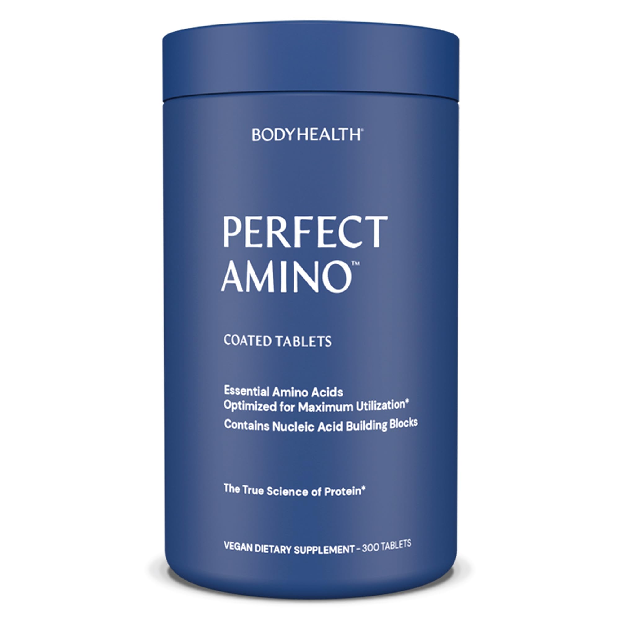 Boîte BodyHealth PerfectAmino, emballage pratique pour utilisation quotidienne.