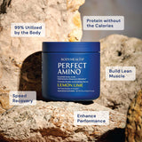 BodyHealth PerfectAmino Powder – mélange dans l'eau pour énergie durable.